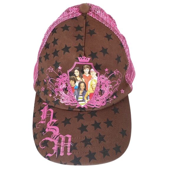 Y2K Brown Pink Glitter Disney High School Musical HSM Trucker Cap Baseball Hat - Picture 1 of 6